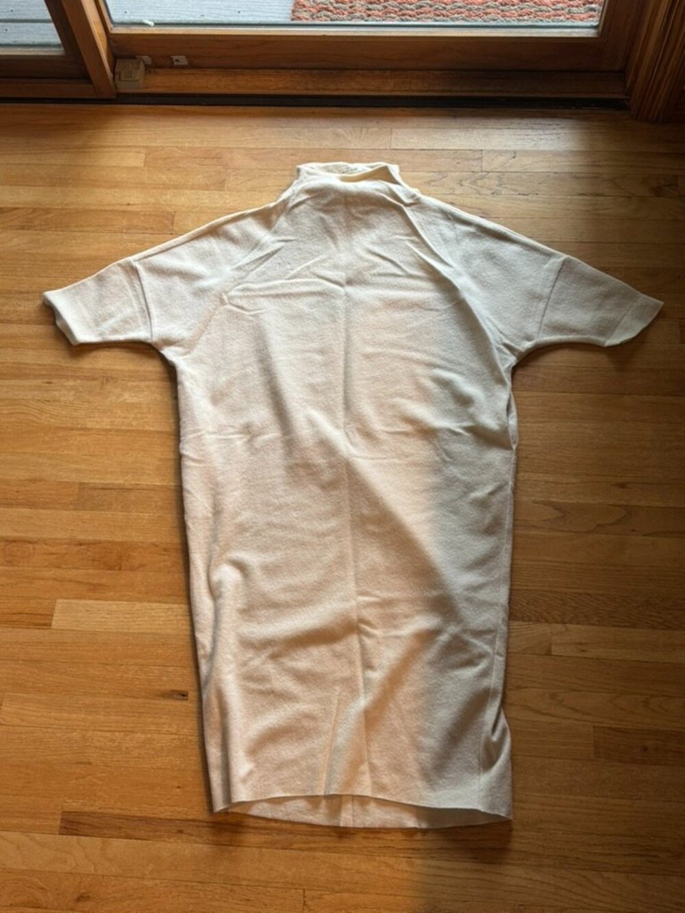 Black Crane Puff Dress in Cream Size Medium